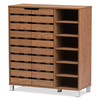 Baxton Studio Shirley "Walnut" Medium Wood 2-Door Shoe Cabinet with Open Shelves 124-6602